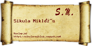Sikula Miklós névjegykártya